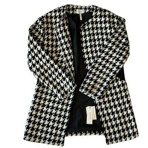 Laundry By Shelli Segal Houndstooth Jacket Size 2 New With‎ Tags Black & White